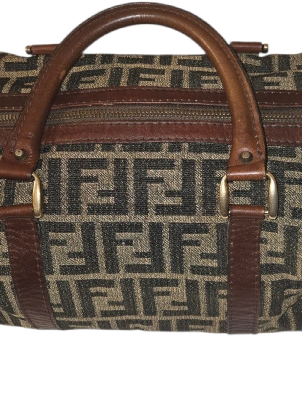 Authentic Fendi Zucca FF Monogram Canvas & Leather Boston Bag – Vintage - Picture 2 of 16